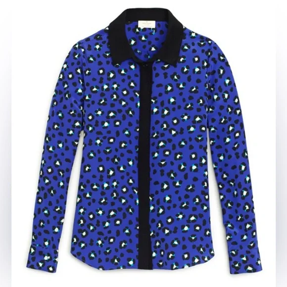 Kate Spade The 100% Silk Animal Print Blouse, size 0 - Picture 1 of 11